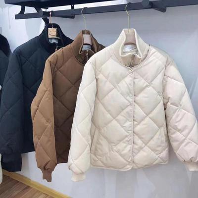 Parkas de algodón sueltas para mujer para estudiantes abrigo negro con cuello levantado