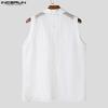 INCERUN Men Sleeveless Buttons Up Hollow Out Casual Tank Tops