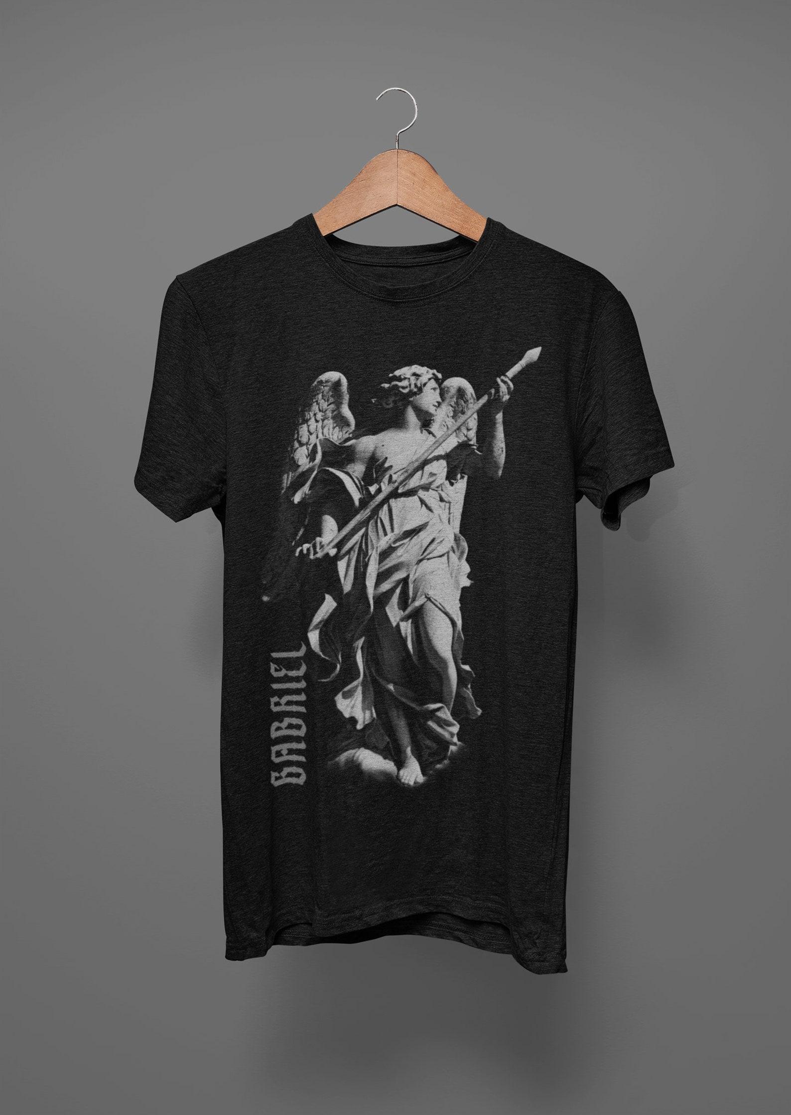 GABRIEL - Angel Gabriel T-Shirt - Engraved Art - Angel Wings - Dark Art - Christian Art - 4XL