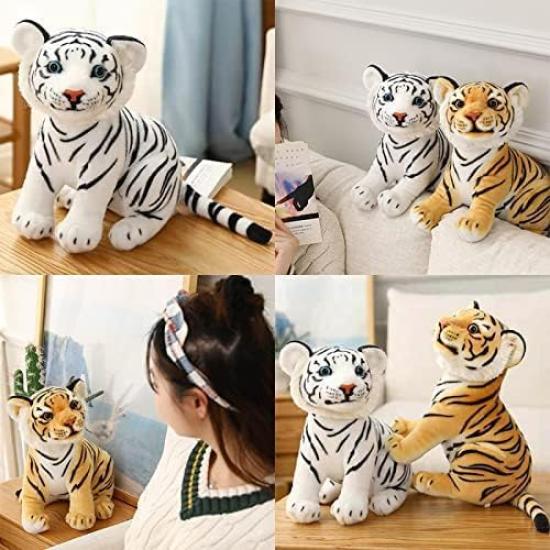 Tiger Plush Toy, Year of the Tiger, Zodiac Sign, WhiteBrown, Body Pillow, 27cm, Soft, Cute, Fluffy, Soothing, Celebration Decoration, Birthday Gift,