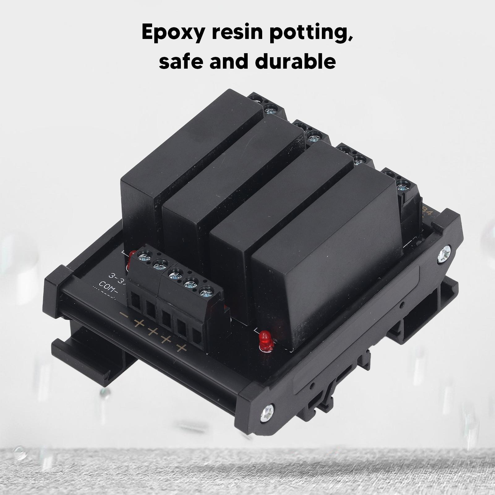 

4P DC to DC Relay Module DIN Rail Solid State Relay Common Negative Terminal 3‑32V Input 5‑8A 5‑60V Load
