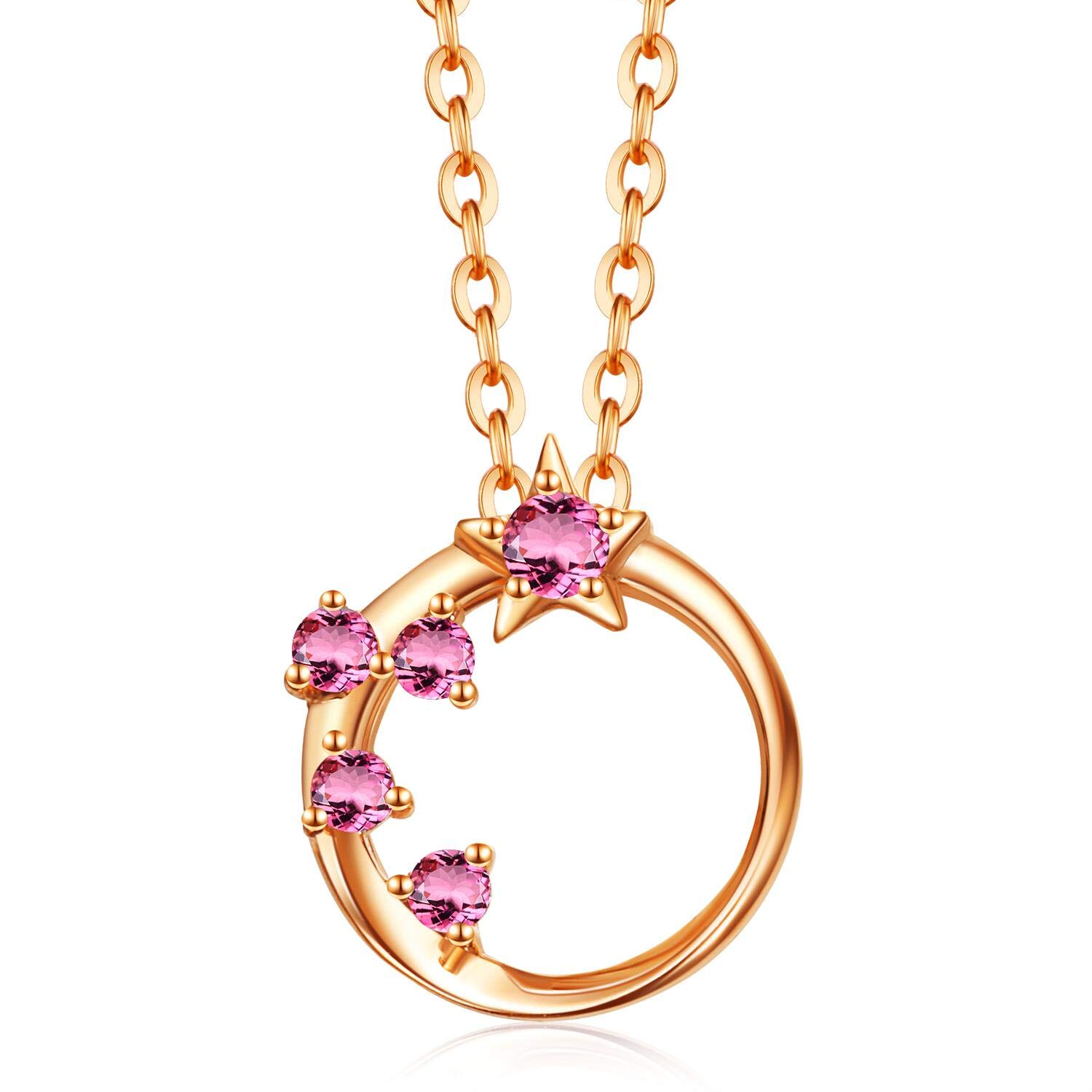 

FANCIME K18 Pink Gold Natural Tourmaline October Birthstone Necklace for Gift Wrapping Christmas Gift Women, Star, Included, Birthday, Anniversary,