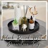 2 Pcs 11.8" Black Round Tray Metal Coffee Table Tray Candle Holder Tray Centerpiece Decorative Serving Tray Farmhouse Modern Holder Tray for Home