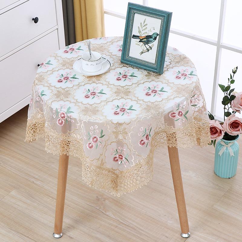 Bestickte Spitzentischdecke - Mehrzweckabdeckung für Ess-, Couchtische oder Kühlschrank