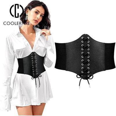 Women Cummerbunds Elastic Waist Wide Belts Fashion Casual Luxury Brand Dress Lace Up Loose Tight Chest Waist Solid Color AL101