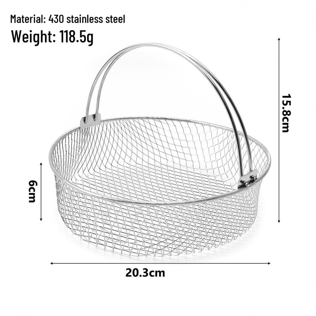 Stainless Steel Foldable Frying Basket for French Fries, Chicken Legs, and Fried Dough Sticks - Special Square Mesh Sieve.