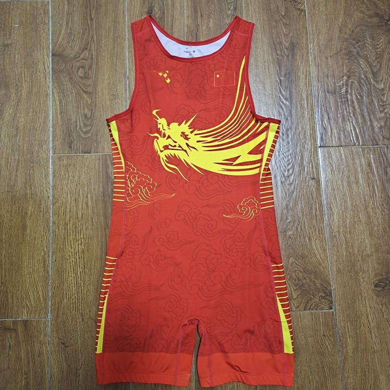 Uniforme da Wrestling da Uomo con Collo Alto Stampa Personalizzabile Drago Nuvola Tuta Intera Competizione Allenamento