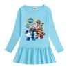 Korean Style Baby Girl Cartoon Ruffle Dress - Long Sleeve Elegant Mesh Pleated Skirt