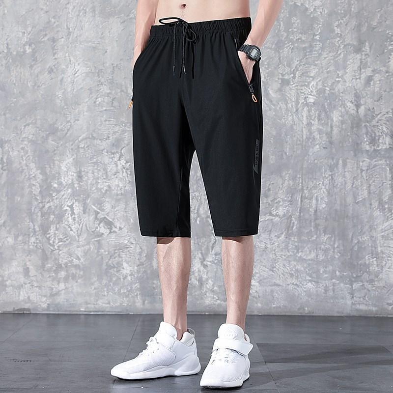 Herren Sommer Eis Seide 7/8 Weite Sporthose, Übergröße.