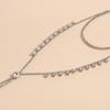 Women European Minimalist Y‑Shaped Long Choker Full Rhinestone Chain Geometric Necklace Jewelry