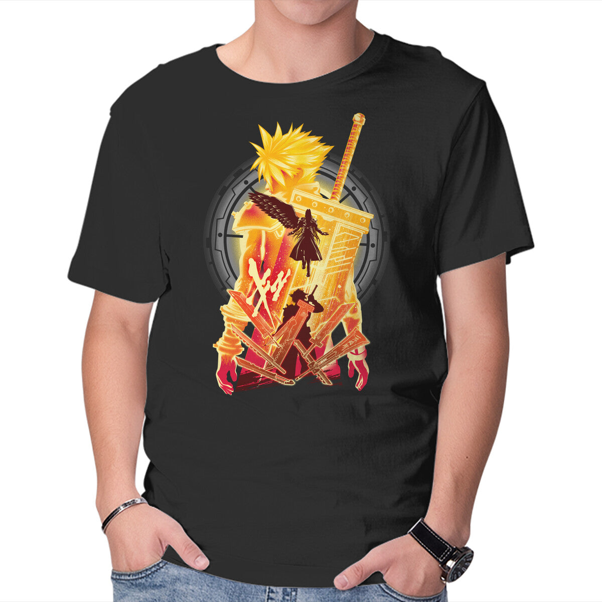 Unisex Crew Neck T-Shirt Fantasy Seven Graphic Short Sleeve Casual Tee L