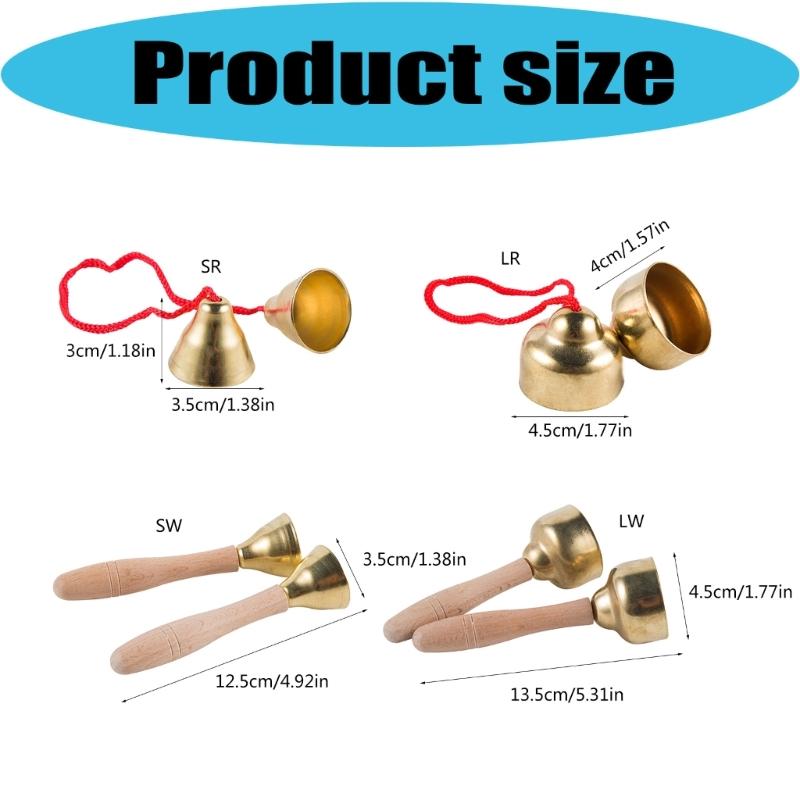 2 Pairs Hand Percussion Bells With Strings/Handles Music Learning Toy For Music Education And Rhythm Training Enduring