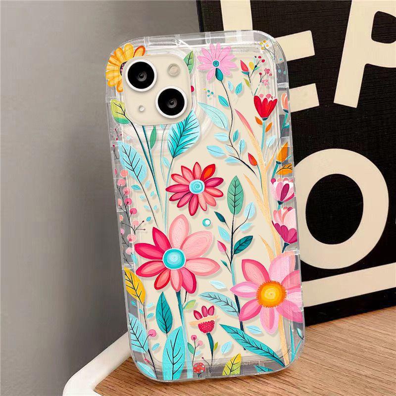 Colorful Flowers and Plants Are Suitable for iPhone17promax Mobile Phone Case Apple 14 Large Hole 16/13 Foreign Trade 15