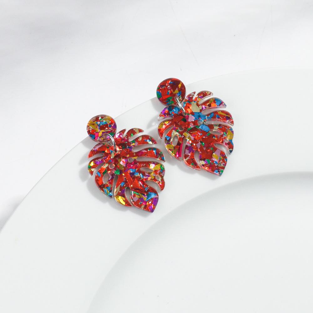 New Trendy Monstera Leaves Acrylic Earrings for Women Fashion Coconut Tree Palm Leaf Plant Drop Earring Boho Beach Jewelry Gifts