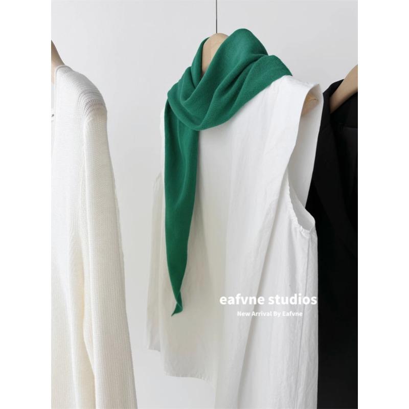Versatile simple warm knitted triangle scarf multi-functional spring and autumn matching shawl scarf small scarf vest
