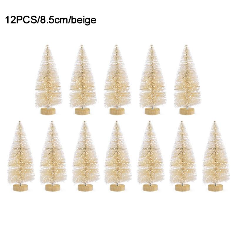 12pcs Mini Christmas Tree Pine Tree DIY Christmas Decorations For Home Table Navidad Xmas Ornaments New Year Decor Kids Gift