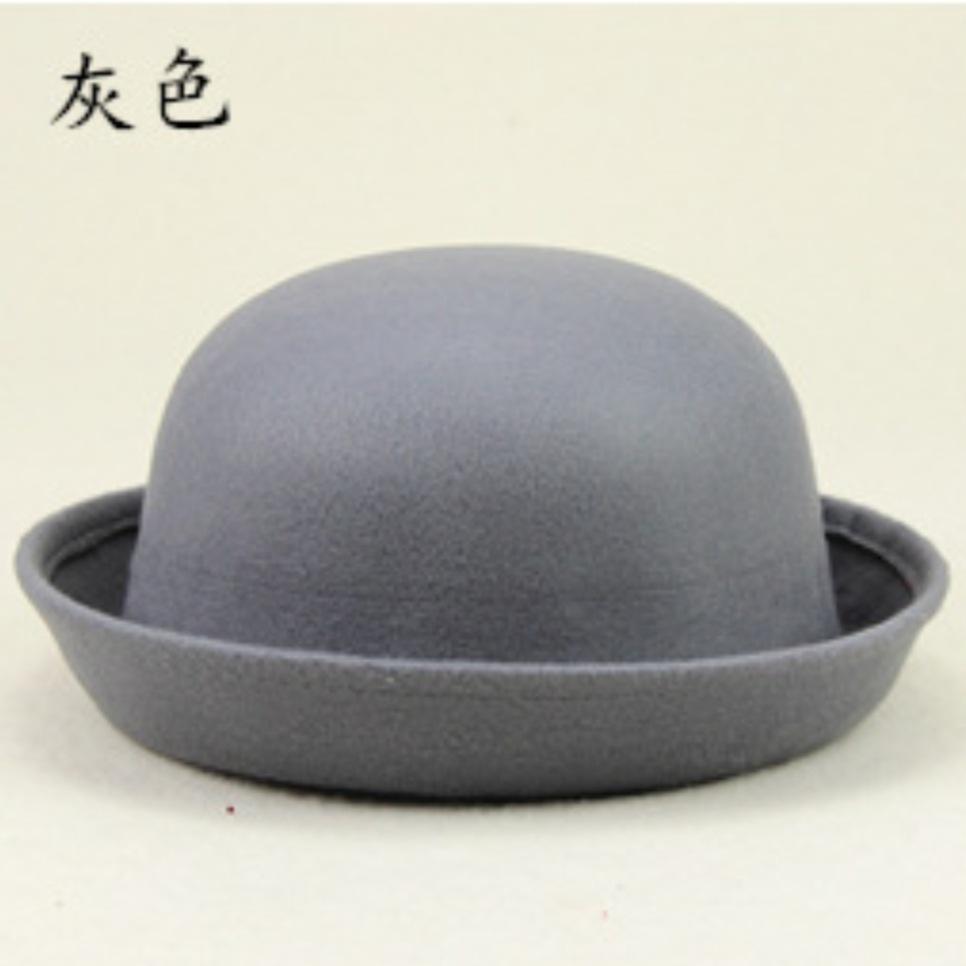 Round Basin Hat Jk Uniform Versatile Bowler Hat Imitation Cashmere Hat Woolen Flanged Hat Tide