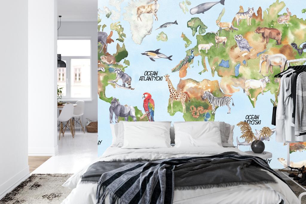 Photomural Watercolour World Map Non-Woven 368x280