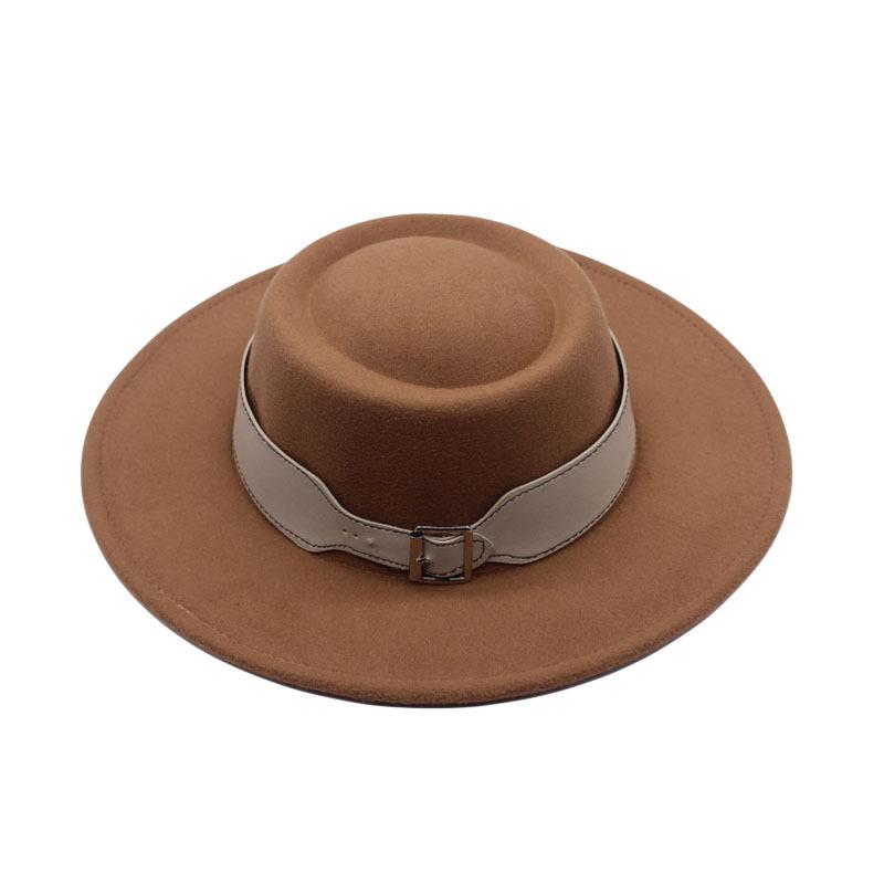 European, American Autumn and Winter Woolen Top Hat Cm Retro British Temperament Big Eaves Jazz Hat Women Felt Hat Korean Street Shot
