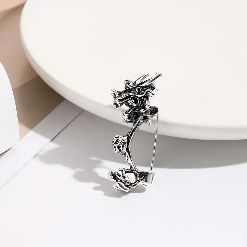 Retro Drip Oil Cartoon Dragon Brooch - Men's Suit Pin Accessory