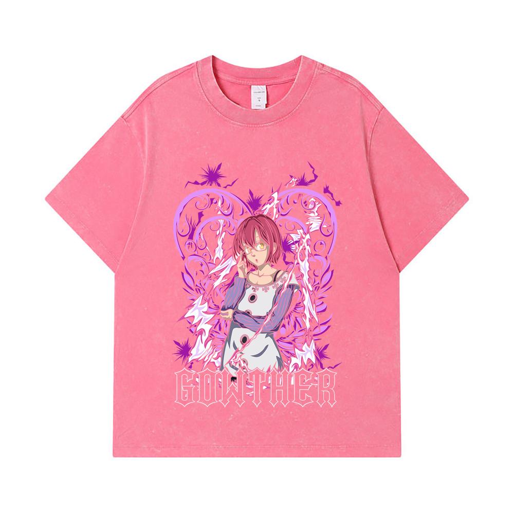 275 GSM Washed T-shirts 100% Cotton Seven Deadly Sins V5 Gowther Print Unisex Heavy Cotton T Shirt