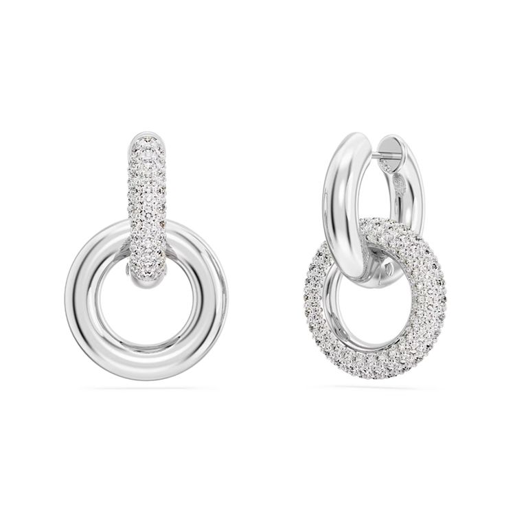 Swarovski Dextera Tubular Ring Surround Design Rhodium Plated Crystal Earrings Women earrings Silver 5671807
