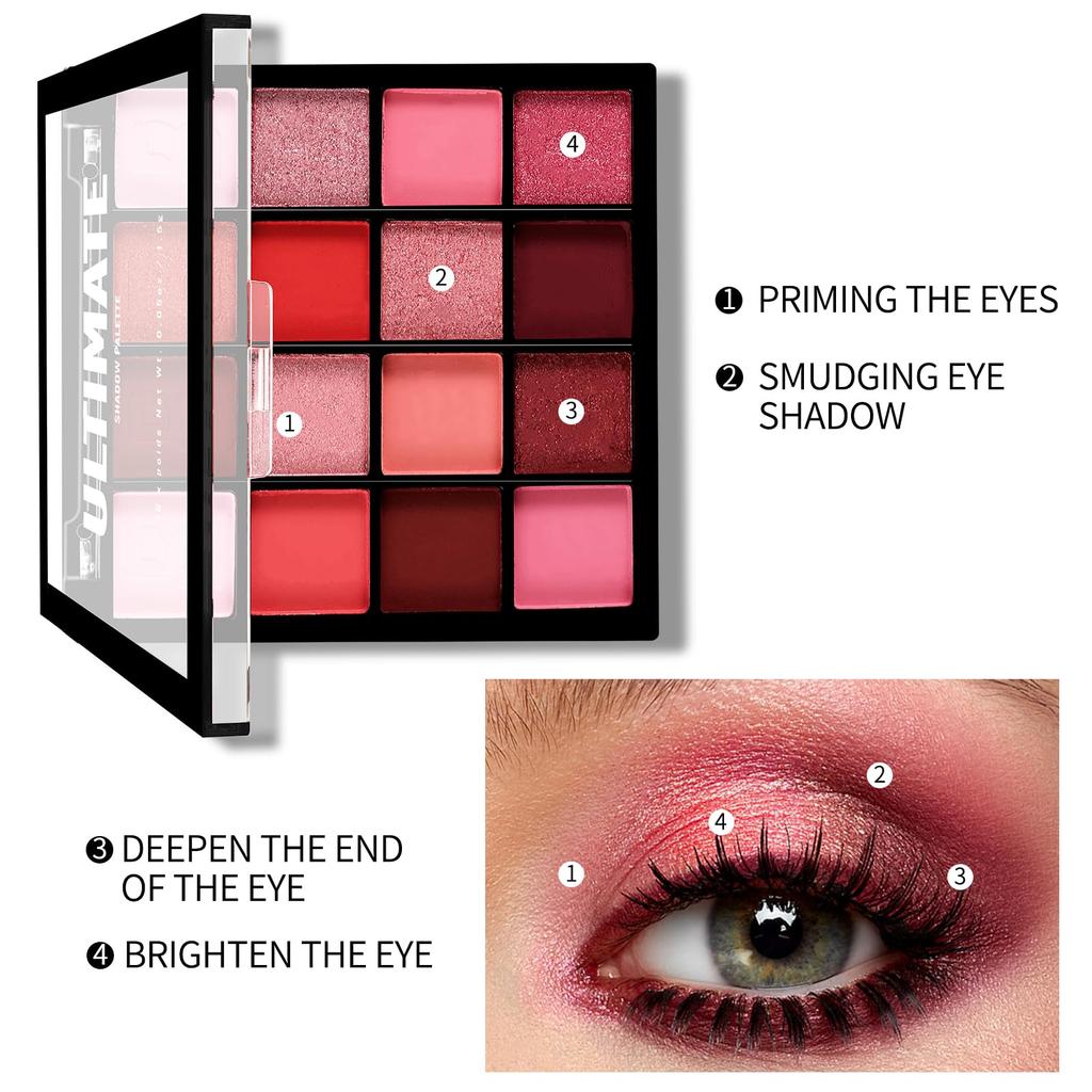 Boobeen Colorful Eyeshadow Palette Makeup 16 Matte and Glitter Bright Eyeshadow Easy To Create a Dramatic Glamorous Look - Colors, Eyeshadow, Palette,