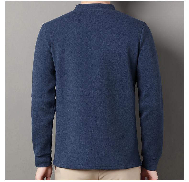 Men's Solid Color Fleece-Lined Sweatshirt, 2025 Autumn/Winter Collection - Thick, Double-Sided German Fleece, Round Neck, Casual Warm Base Layer