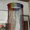 Silberne Schnurvorhang Silberer Drahtvorhang Quasten-Abschluss Wohnzimmer Trennwand Hochzeit DIY Türdekoration 100x200CM