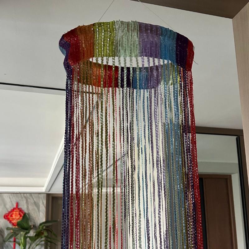 Silberne Schnurvorhang Silberer Drahtvorhang Quasten-Abschluss Wohnzimmer Trennwand Hochzeit DIY Türdekoration 100x200CM