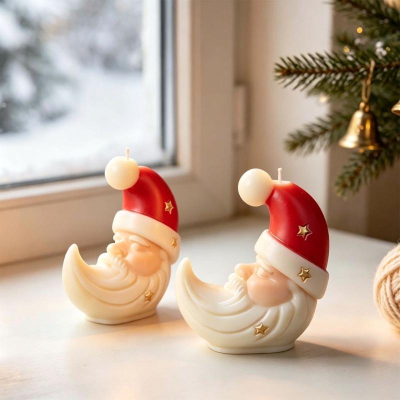 Moon Design Candle Making Form for Christmas DIY Candle Projects, Flexible Shape Tool for Seasonal Home Display and Present Making