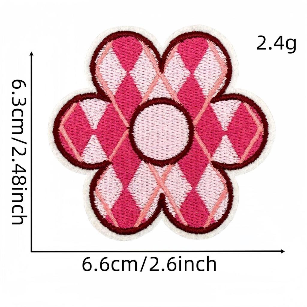 Cartoon Pink Series Embroidered Patch Bowknot Flower Applique Clothing Accessories with Hot Melt Adhesive