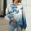 Women's Summer Fashion Casual  Printed V-Neck Long Sleeve Shirt Top