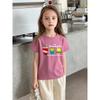 Brand Clearance Children's Clothing 2026 Summer New Collection Girls' Pure Cotton Round Neck Cartoon Light Pink Short Sleeve Sports T-Shirt Thin Style