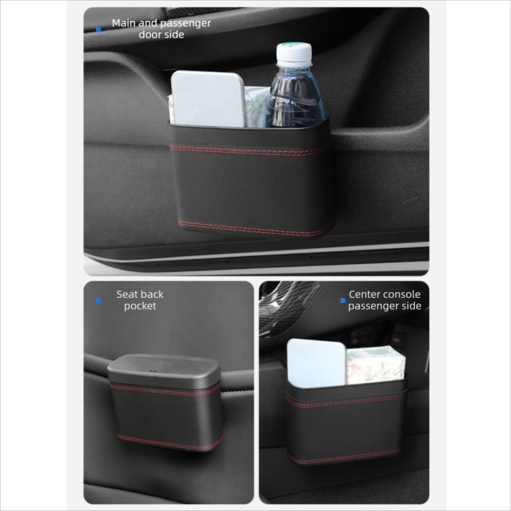Multi-functional Car Press-down Storage Box PU Leather Hanging Storage Bin  for Wet and Dry Use