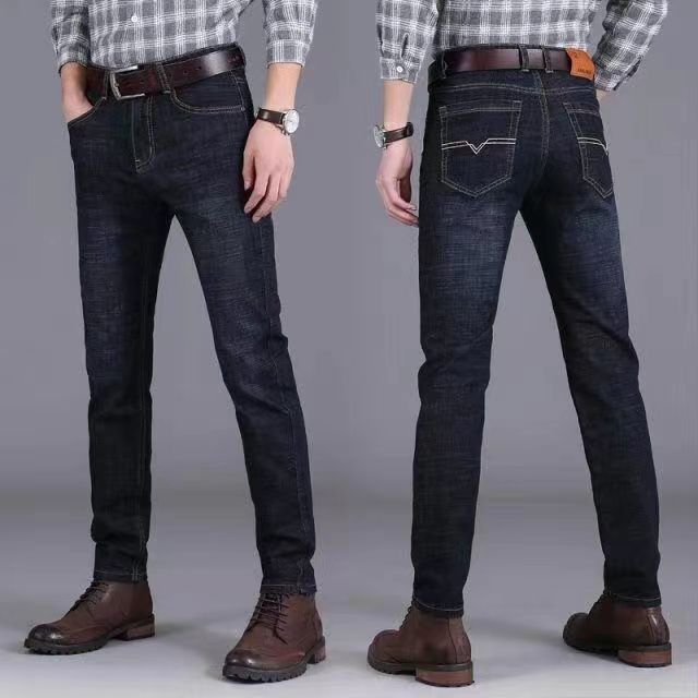 Jeans elasticizzati versatili da uomo per tutte le stagioni, Jeans da uomo a vita alta taglie forti, Pantaloni a gamba dritta