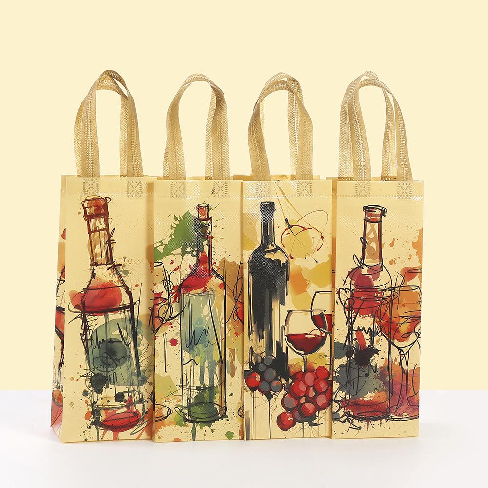 

12/30pcs Wine Bottle Tote Bags Reusable Nonwoven Gift Carriers With Gusset For Champagne Liquor Stores Party Favors Bulk Pack 12pcs&35x12x9cm