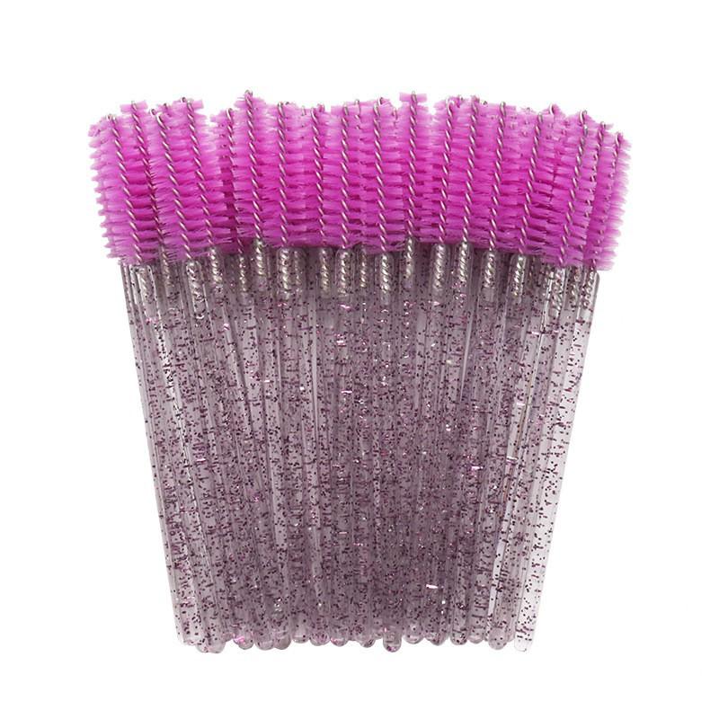 Crystal Handle Disposable Eyelash and Eyebrow Brush - 50 Pack Spiral Comb for Extensions