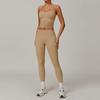 Womens Stretchy Quick-Dry Yoga Workout Set Breathable Butt Lifting Activewear Running Gym