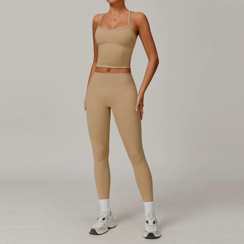 Womens Stretchy Quick-Dry Yoga Workout Set Breathable Butt Lifting Activewear Running Gym