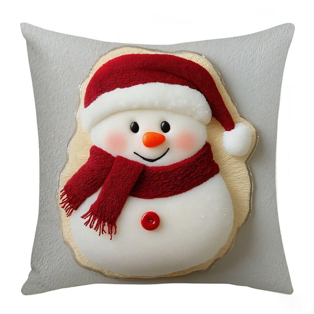 Santa Claus Christmas Throw Pillow Cover 2D Printed Plush Pillow Cover Pillowcase  Home Decoration