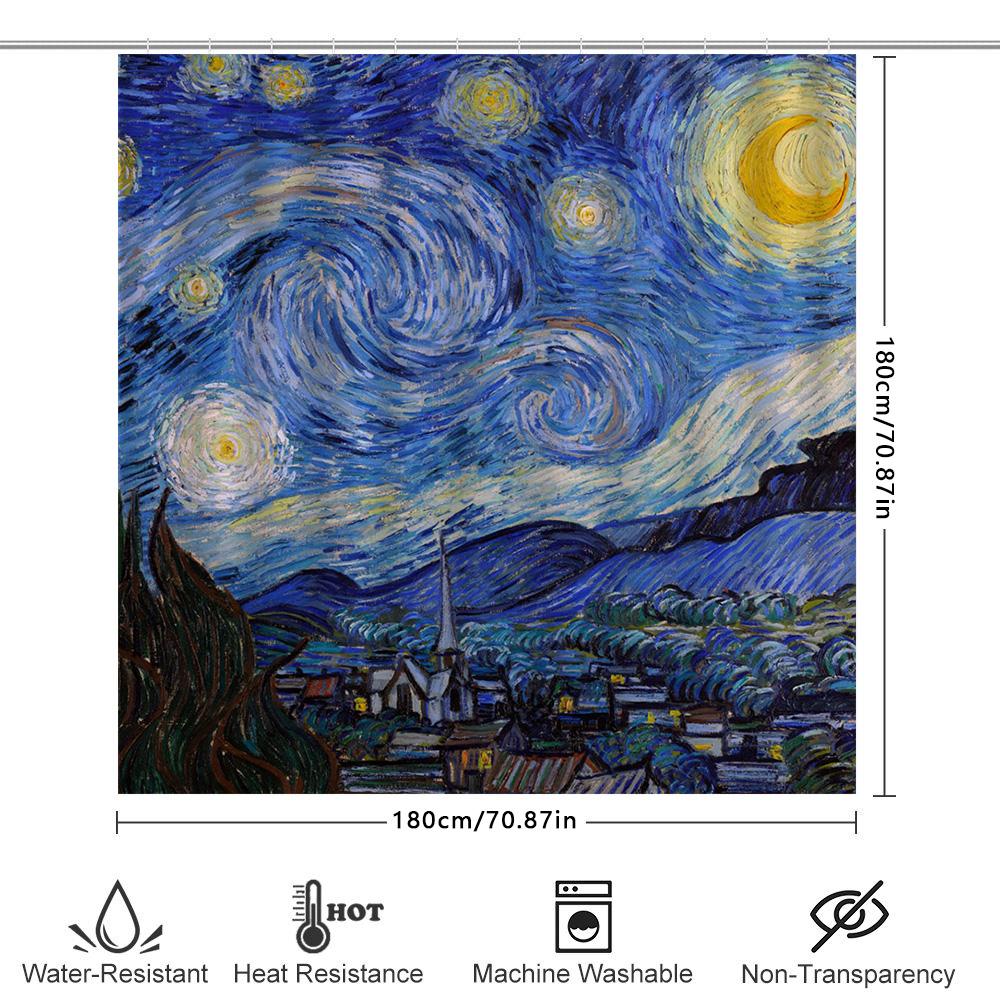 Van Goghs Sternennacht: Künstlerisches Meisterwerk Duschvorhang Für Eine Einzigartige Und Inspirierende Badezimmerdekoration