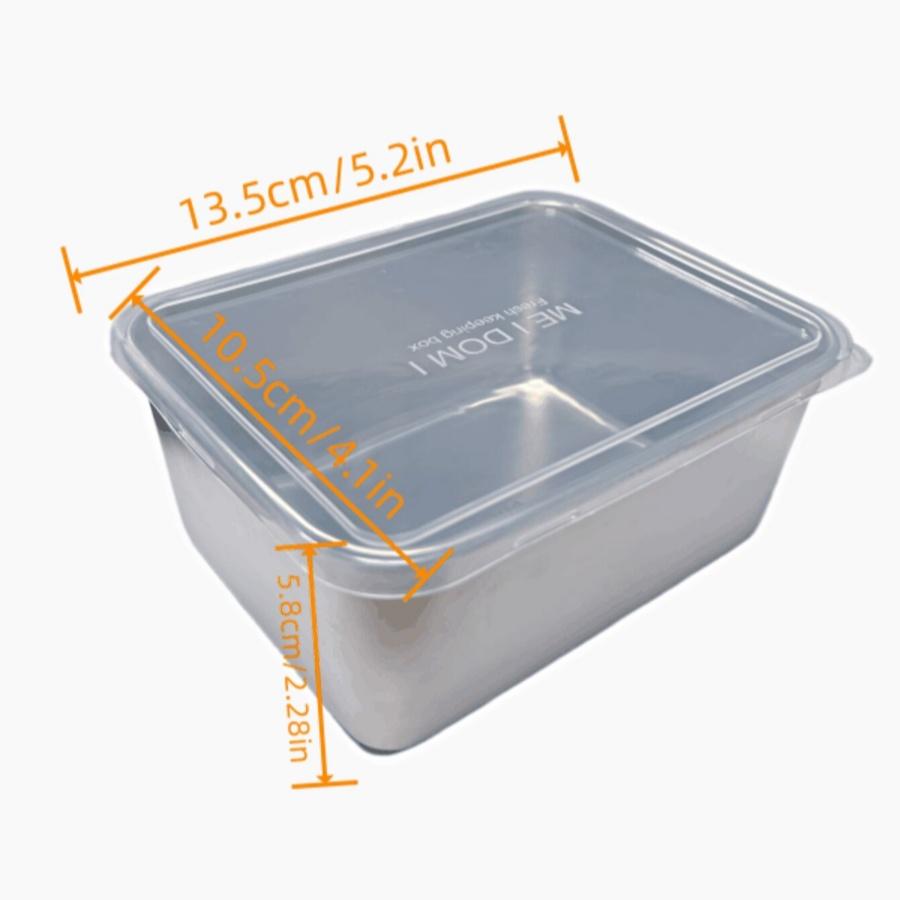 Nerezová ocelová nádoba na čerstvé potraviny, obdélníkový piknikový bento tác, úložný box do lednice s mrazákem, restaurační talíř