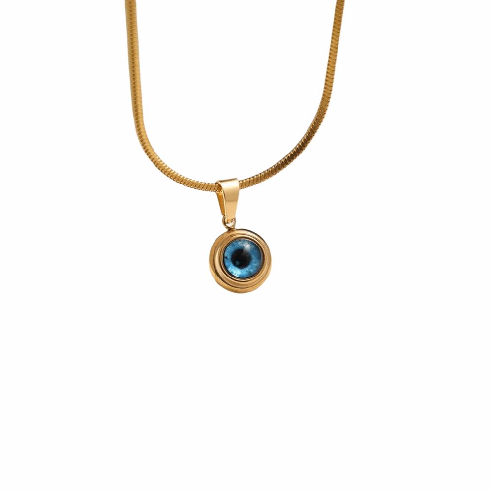 

Titanium Blue Eyes Choker Chain Durable Demon Eye Earrings Wedding Eye Necklace Christmas Style A