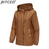 BITCED Spring/Autumn Casual Trench Coat for Women Loose-Fit Windproof Jacket with Hood Long-Sleeved Windbreaker