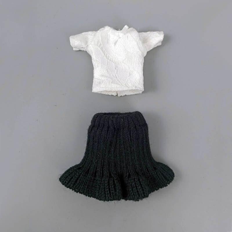 Lace Fashion Doll Clothes For Barbie Doll Outfits White Short Top T-Shirt Black Skirt For 1/6 BJD Doll Accessories Toys