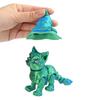 3D Printed Wizard Cat Articulated Cat Ornament with Detachable Wizard Hat Interactive Desktop Pet Stress Relief Toy for Home Office Decoration