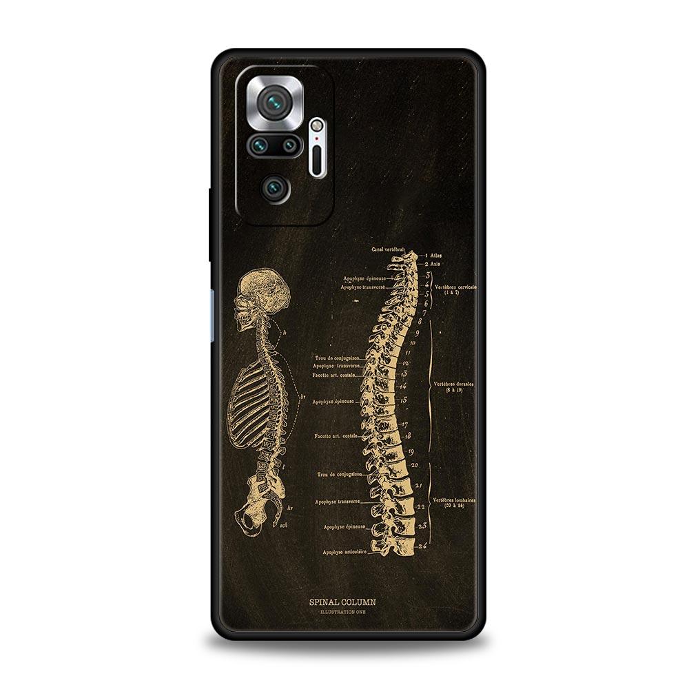 Anatomy Skeleton Chalkboard Body Heart Phone Case For Xiaomi Redmi Note 14 13 5G 10 11 12 Pro Plus 4G 14C 13C 12C 10C Cover