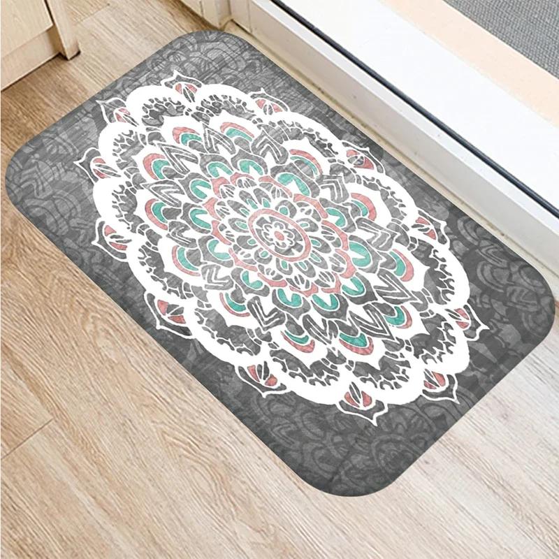 Mandala-Druckserie Fußmatte Schlafzimmer Eingang Fußmatte Heimdekoration Wohnzimmer Willkommens-Fußmatte Rutschfeste Küchenbodenmatten