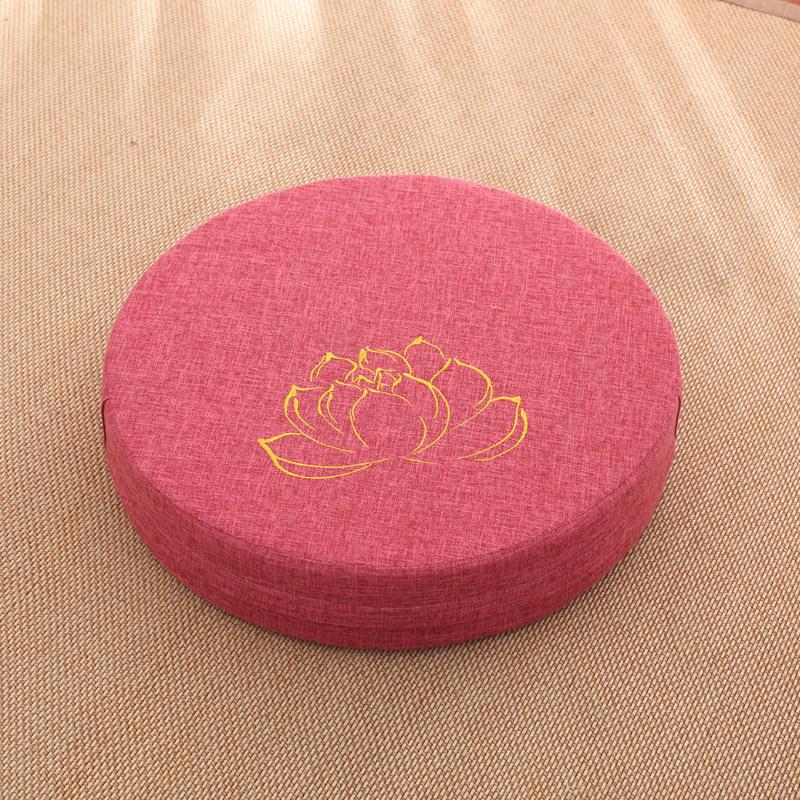 Thick Washable Japanese Zen Meditation Cushion - Round Tatami Linen Seat for Home and Balcony